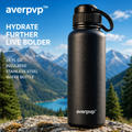 averpvp™ 24 fl oz Insulated Stainless Steel Water Bottle, Wide-Mouth Drinking Flask with Screw Cap & Carry Loop