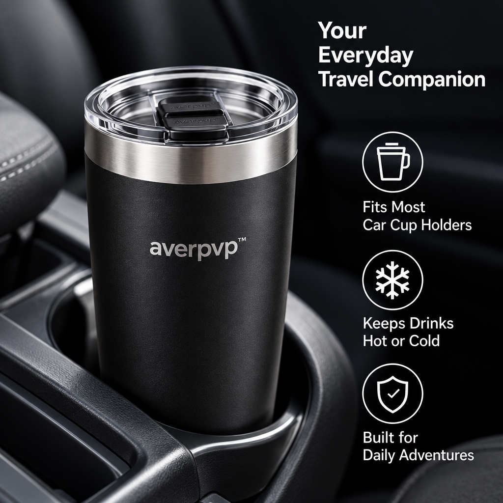 averpvp™ 16 fl oz Insulated Coffee Travel Mug, Stainless Steel Commuter Cup with Sliding Lid