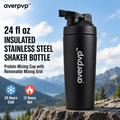 averpvp™ 24 fl oz Insulated Stainless Steel Shaker Bottle, Protein Mixing Cup with Removable Mixing Grid