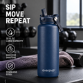 averpvp™ 32 fl oz Straw Water Bottle, Single-Wall Stainless Steel Drinking Bottle with Flip Spout & Folding Handle
