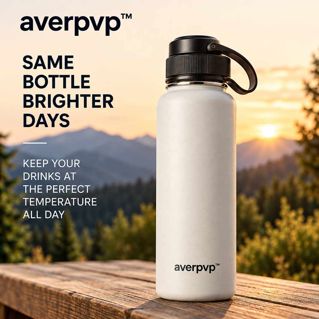averpvp™ 24 fl oz Insulated Stainless Steel Water Bottle, Wide-Mouth Drinking Flask with Screw Cap & Carry Loop