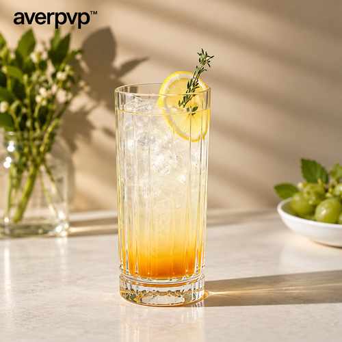 averpvp™ 14 fl oz Fluted Highball Glasses, Tall Cocktail Tumblers for Collins Drinks & Iced Beverages, Set of 4